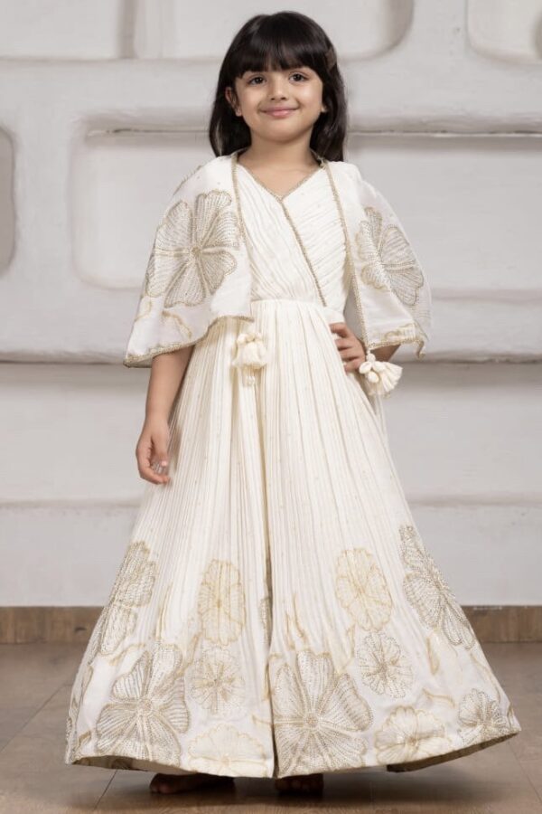 White Chinon Cape Gown - Image 2