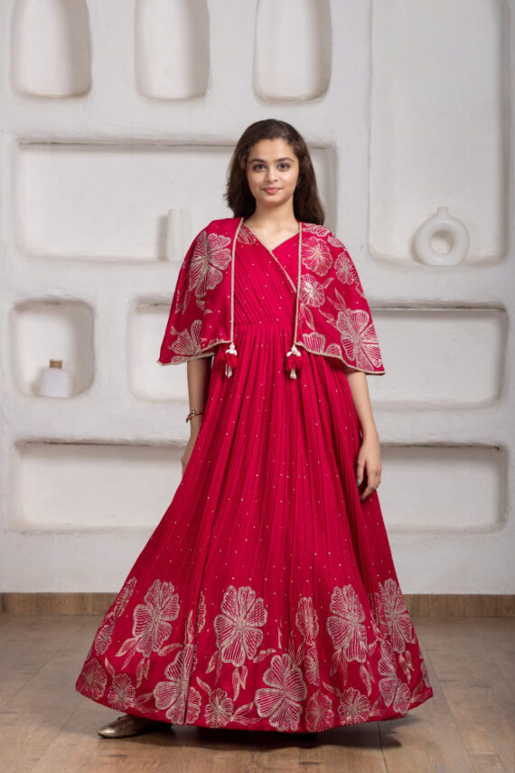 Rani Pink Cape Gown