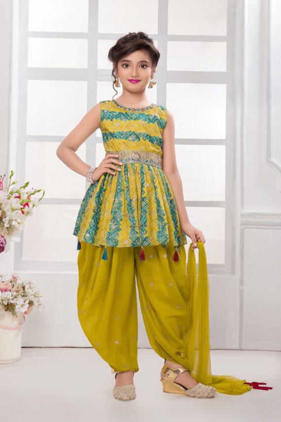 Green Fancy Cloth Dhoti Set