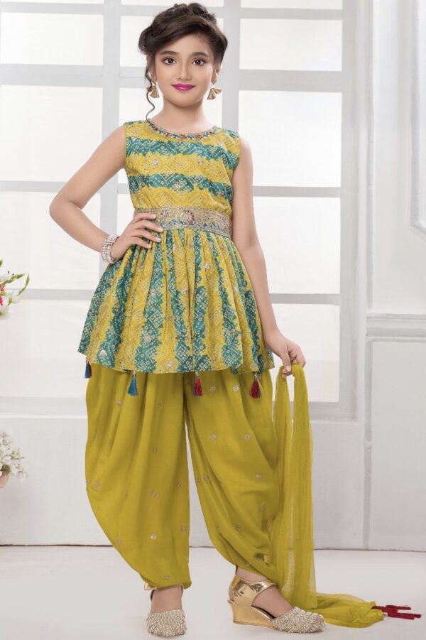 Green Fancy Cloth Dhoti Set - Image 2