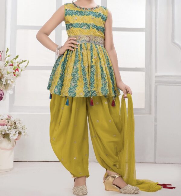Green Fancy Cloth Dhoti Set - Image 3