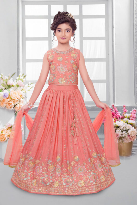 Peach Chinon Crop Top
