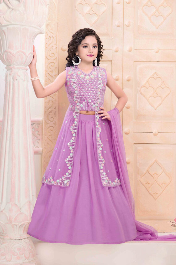 Purple Crop Top & Net Waistcoat
