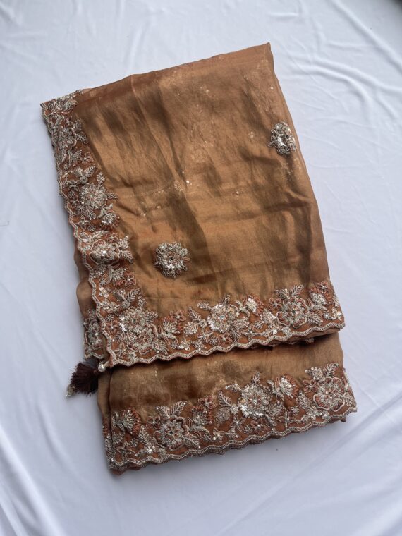 Rust Organza Saree