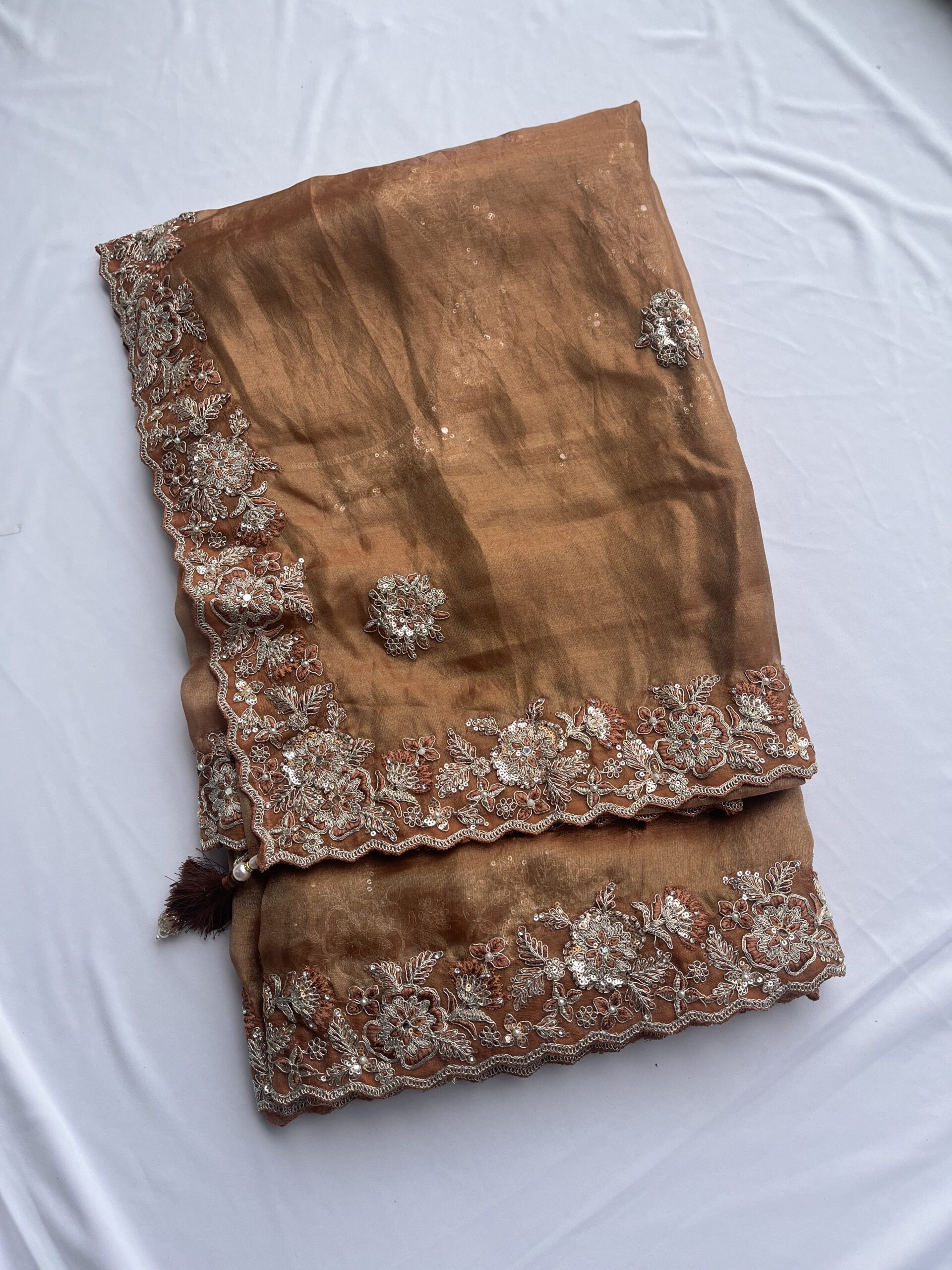 Rust Organza Saree