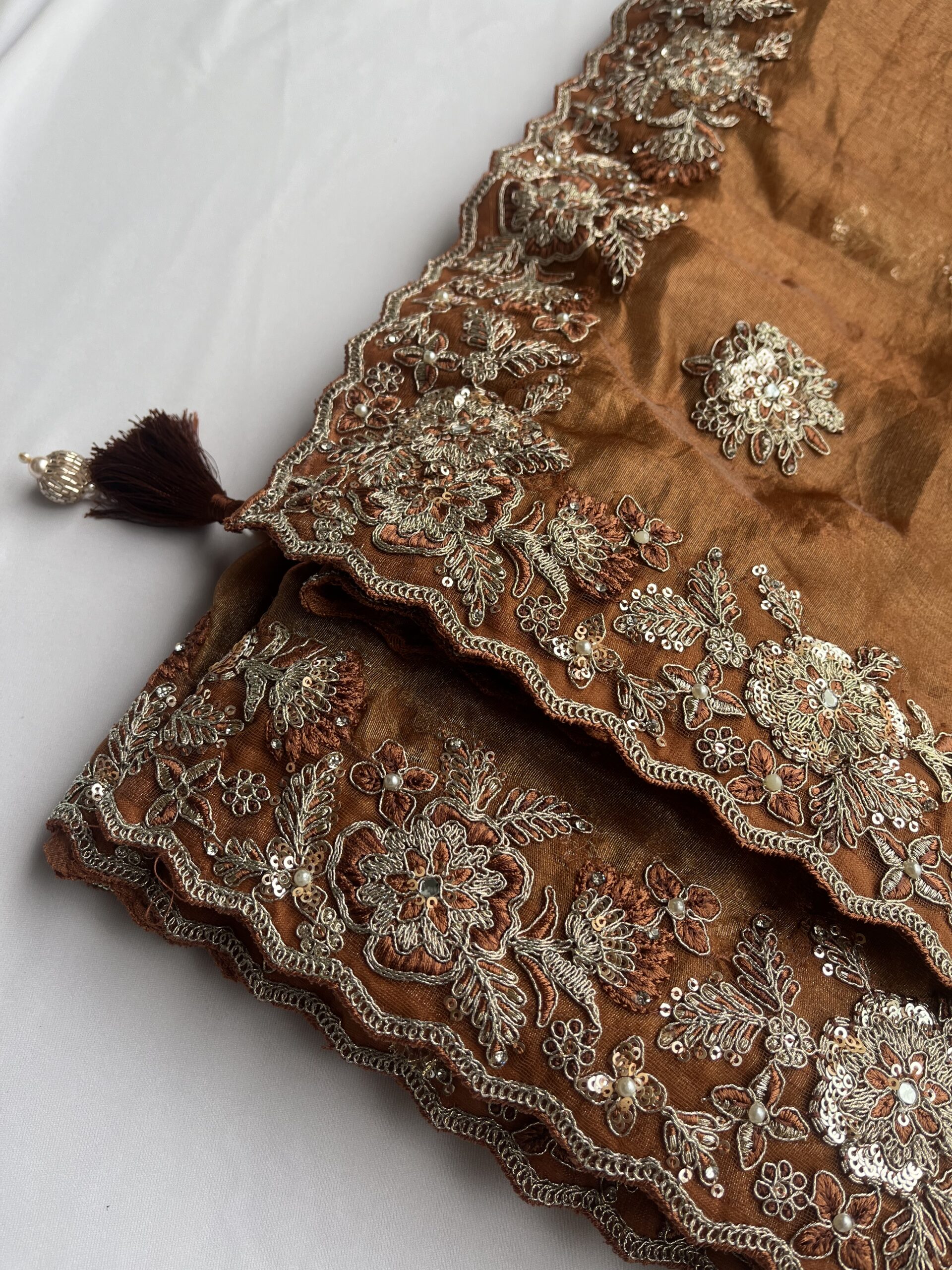 Rust Organza Saree - Image 2