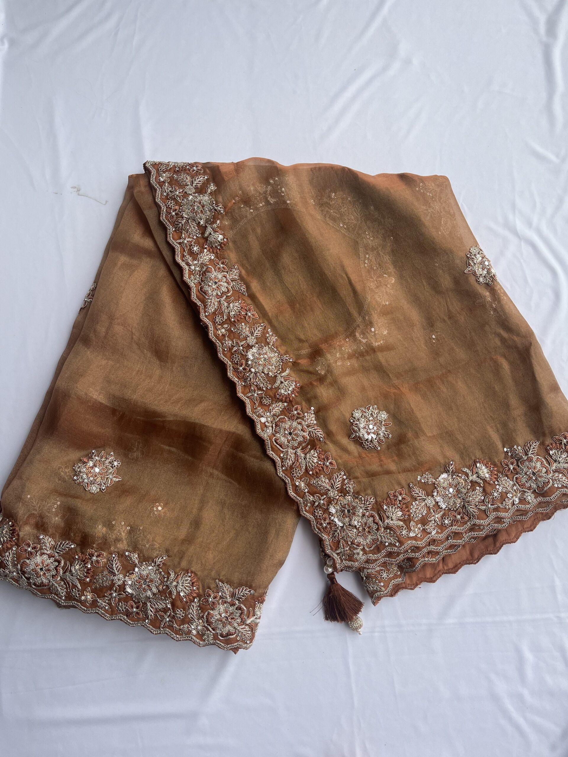Rust Organza Saree - Image 3