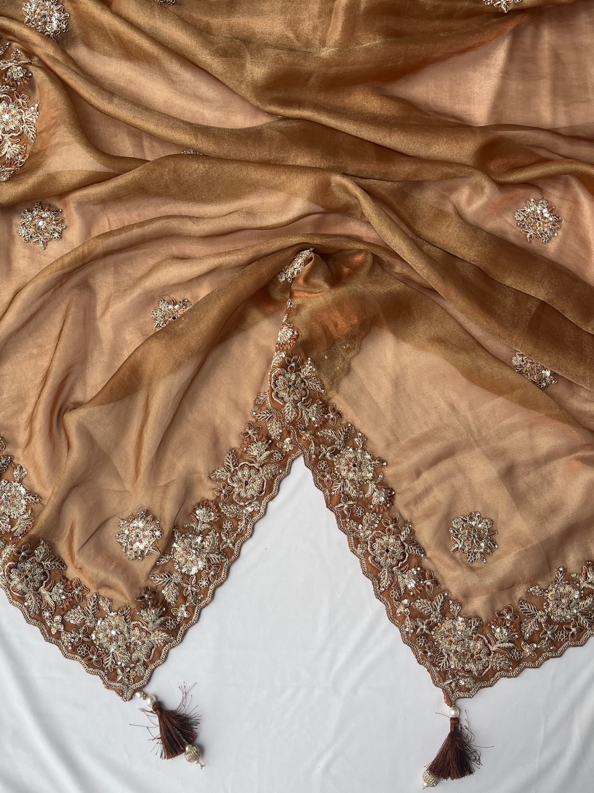 Rust Organza Saree - Image 5