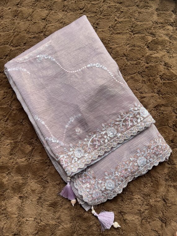 Onion Pink Crush Organza Saree
