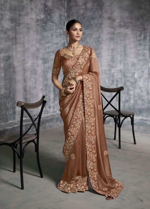 Rust Organza Saree - Image 6