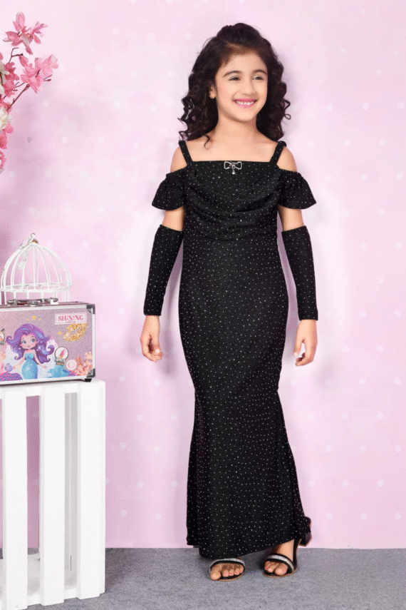 Black Sparkle Western Gown