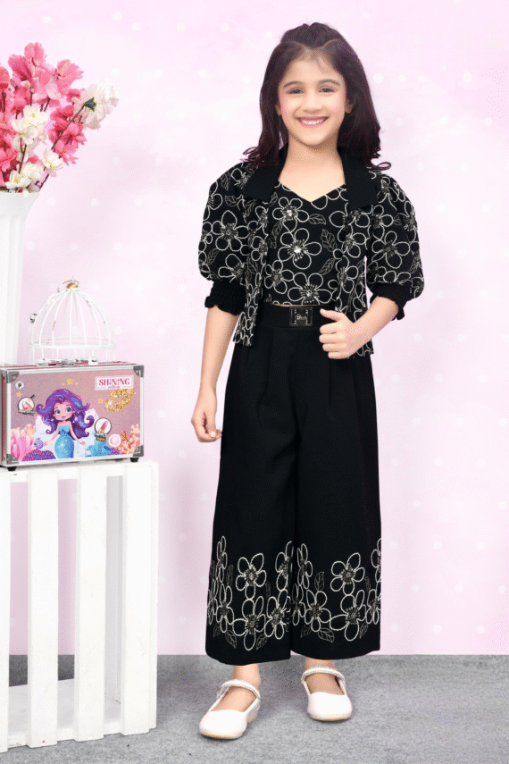 Black Western Plazo Set