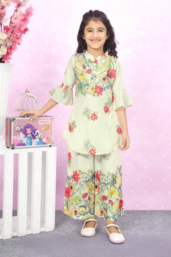 Blooming Cream Plazo Set