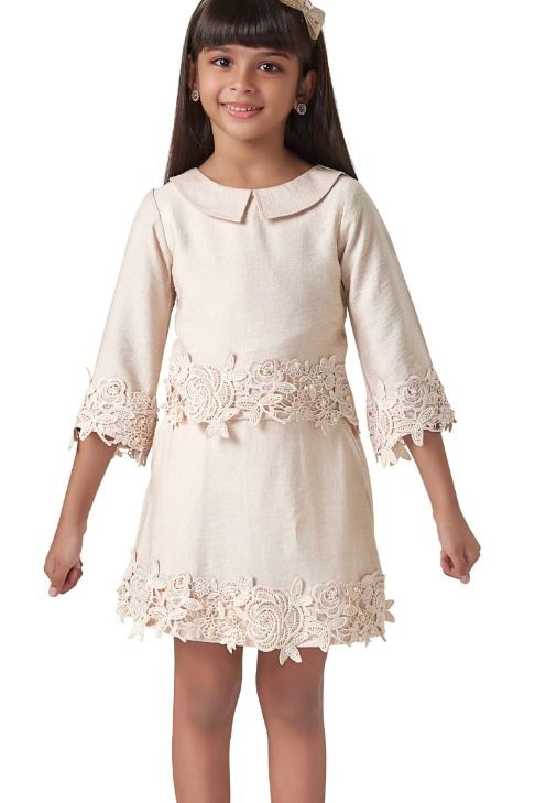 Cream Appliqué Skirt Top Set - Image 2