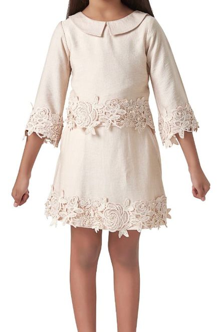 Cream Appliqué Skirt Top Set - Image 3