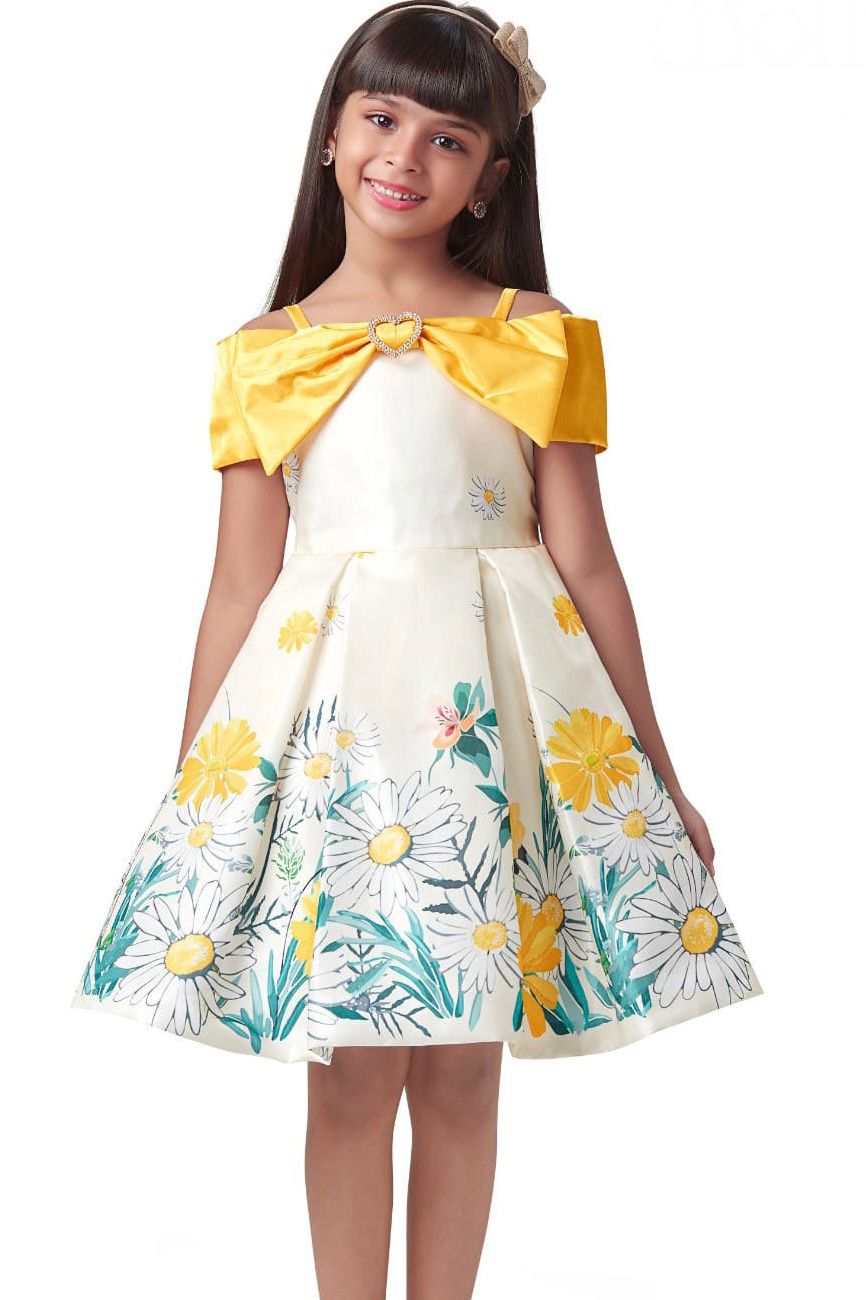 White Off-Shoulder Bow Frock - Image 3