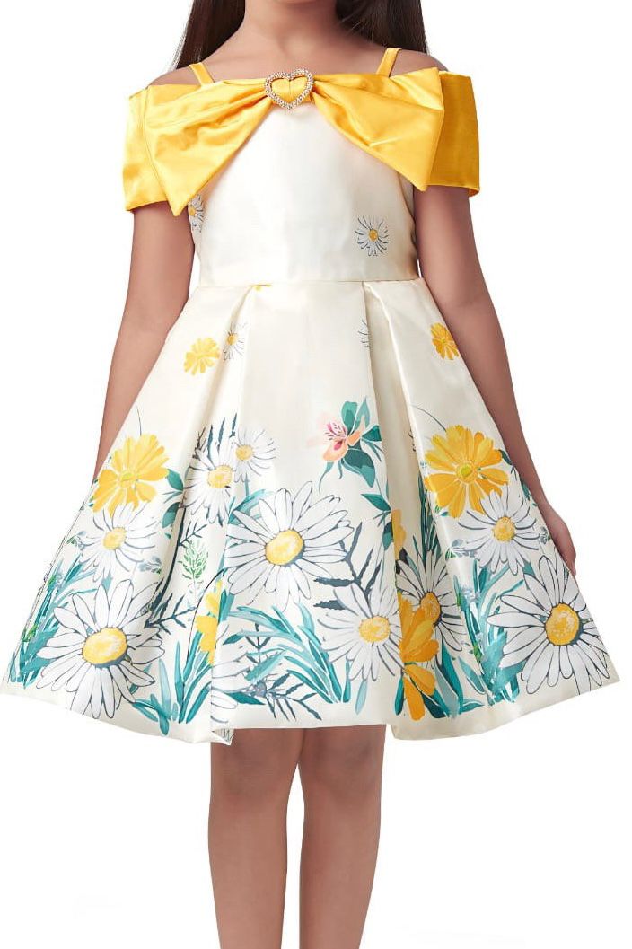 White Off-Shoulder Bow Frock - Image 2