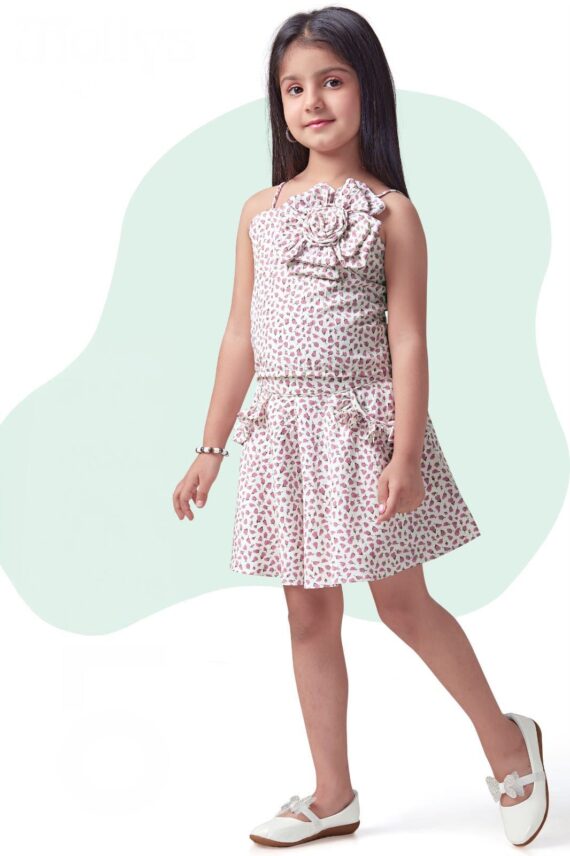 Pink Floral Skirt Top Set