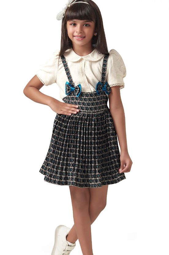 Cream Shirt Skirt Dungaree Set - Image 2