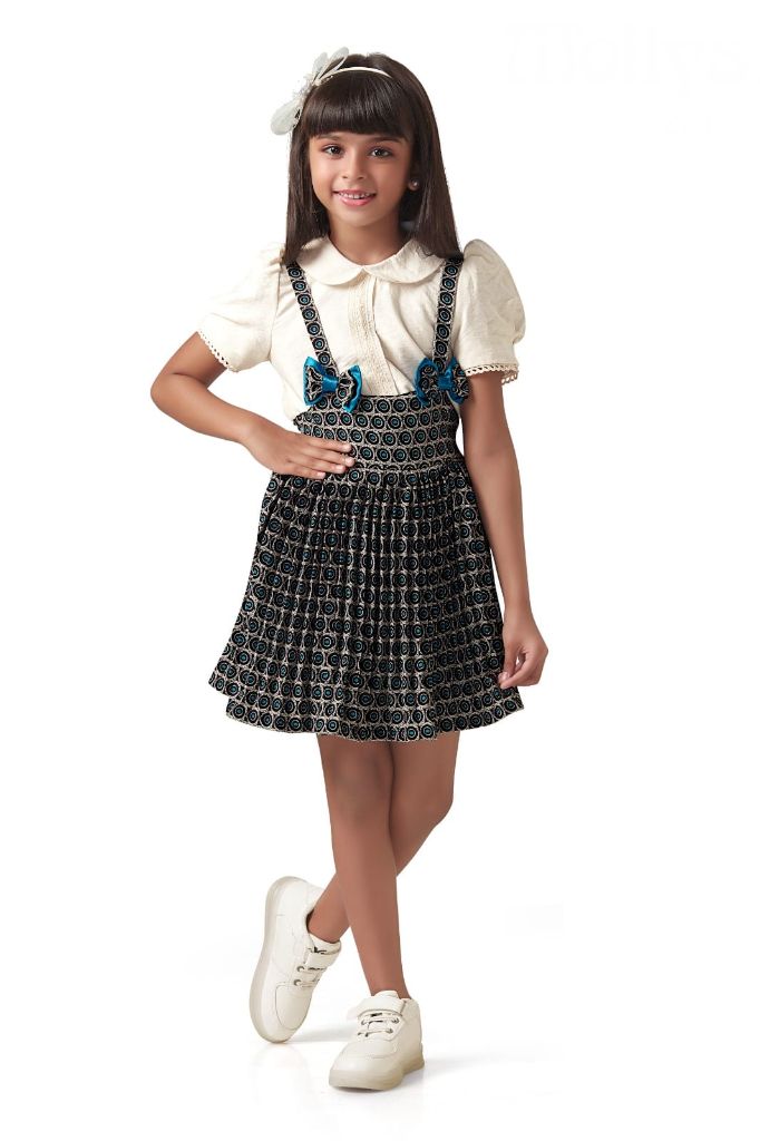 Cream Shirt Skirt Dungaree Set