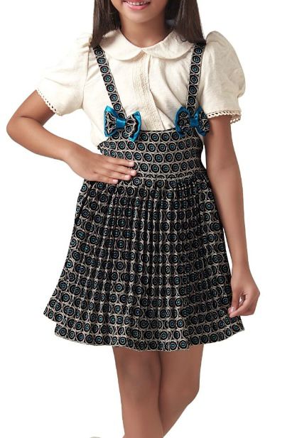 Cream Shirt Skirt Dungaree Set - Image 3