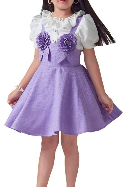 Purple Dungaree Set with White Shirt - Image 3