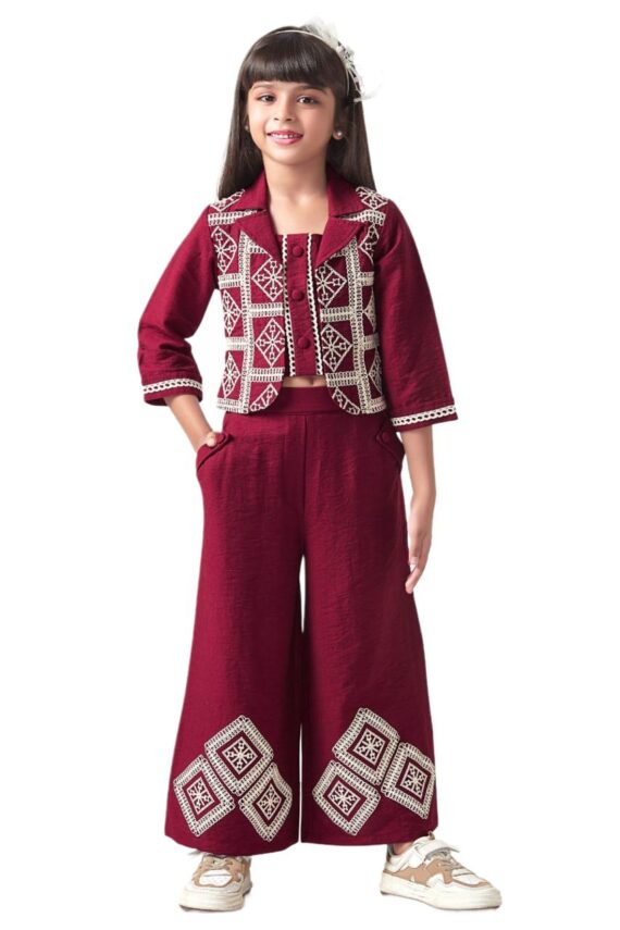 Maroon 3-Piece Girl Suit Set