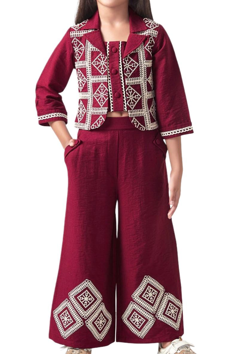 Maroon 3-Piece Girl Suit Set - Image 3